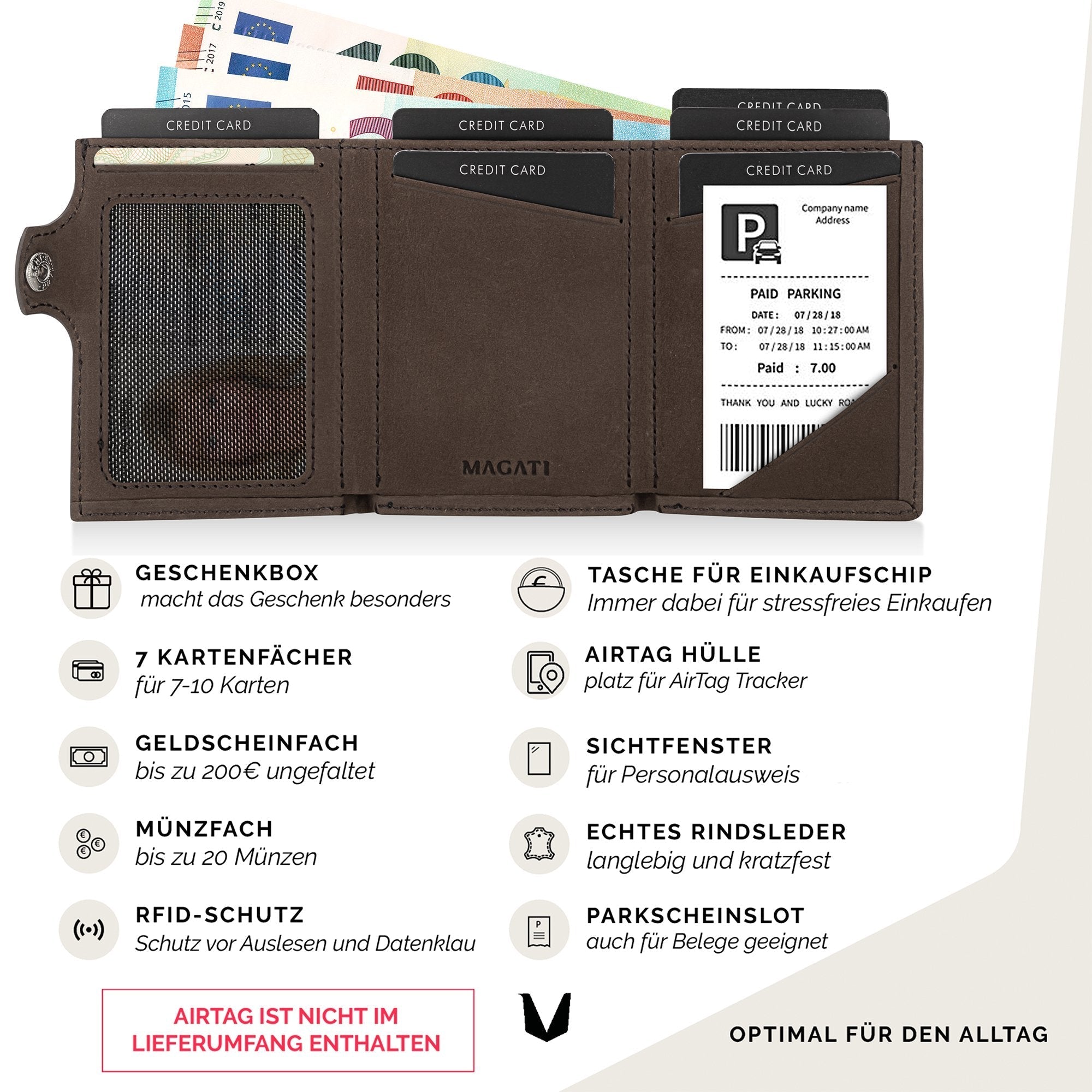 Slim Wallet il Santo mit AirTag Hülle - MAGATI