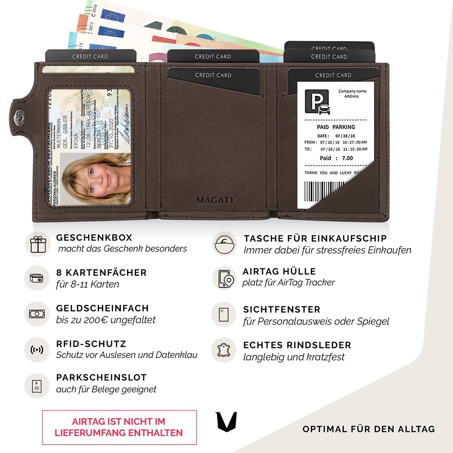 Slim Wallet il Santo mit AirTag Hülle - MAGATI