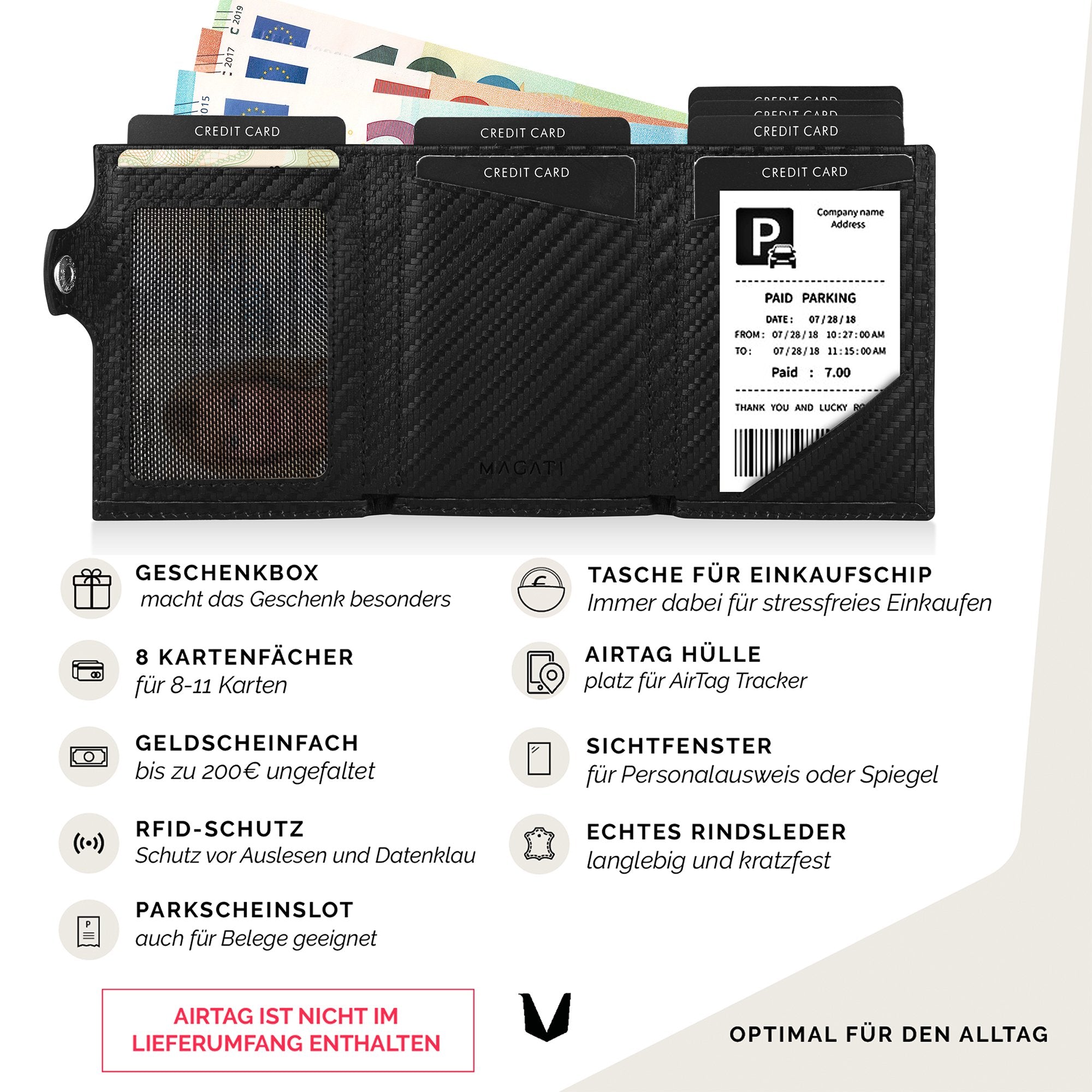 Slim Wallet il Santo mit AirTag Hülle - MAGATI