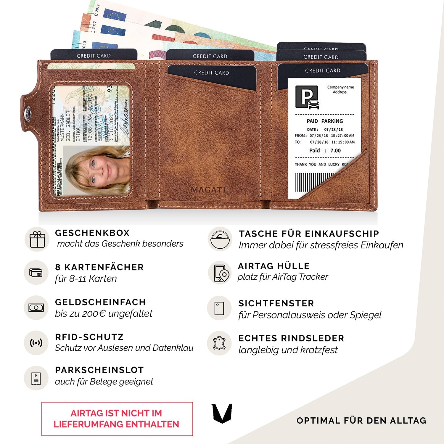 Slim Wallet il Santo mit AirTag Hülle - MAGATI