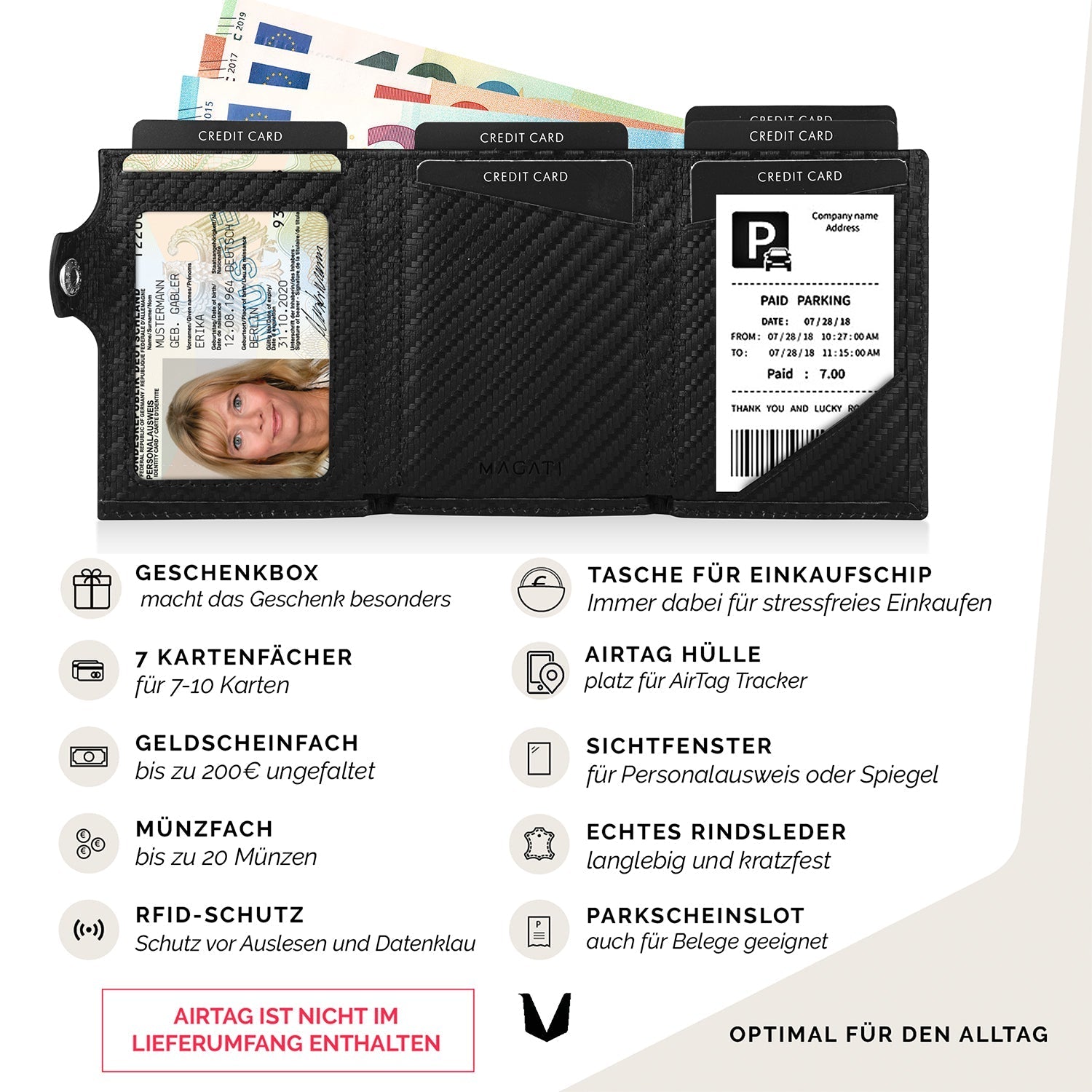 Trifold Wallet il Santo mit AirTag Hülle - MAGATI