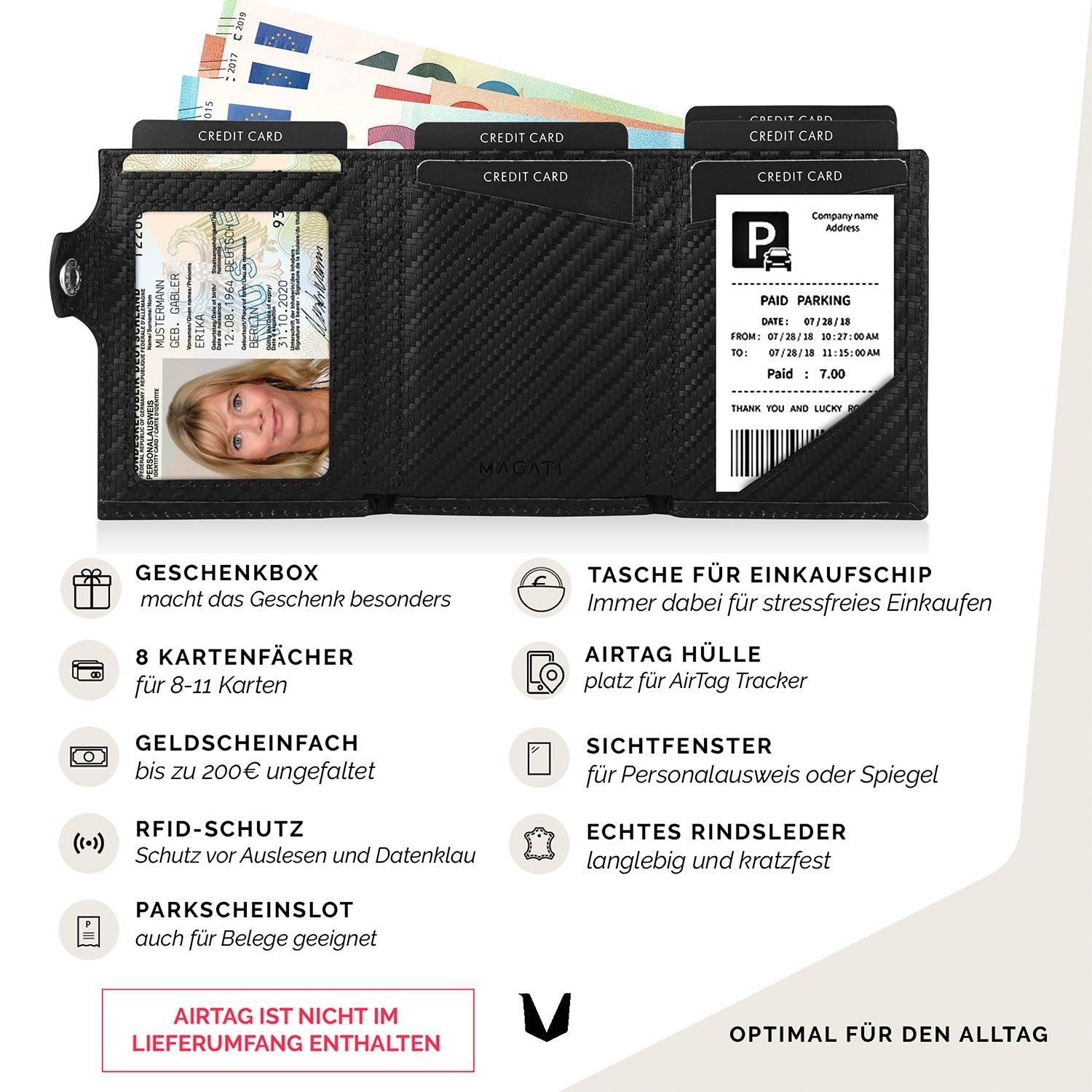 Slim Wallet il Santo mit AirTag Hülle - MAGATI
