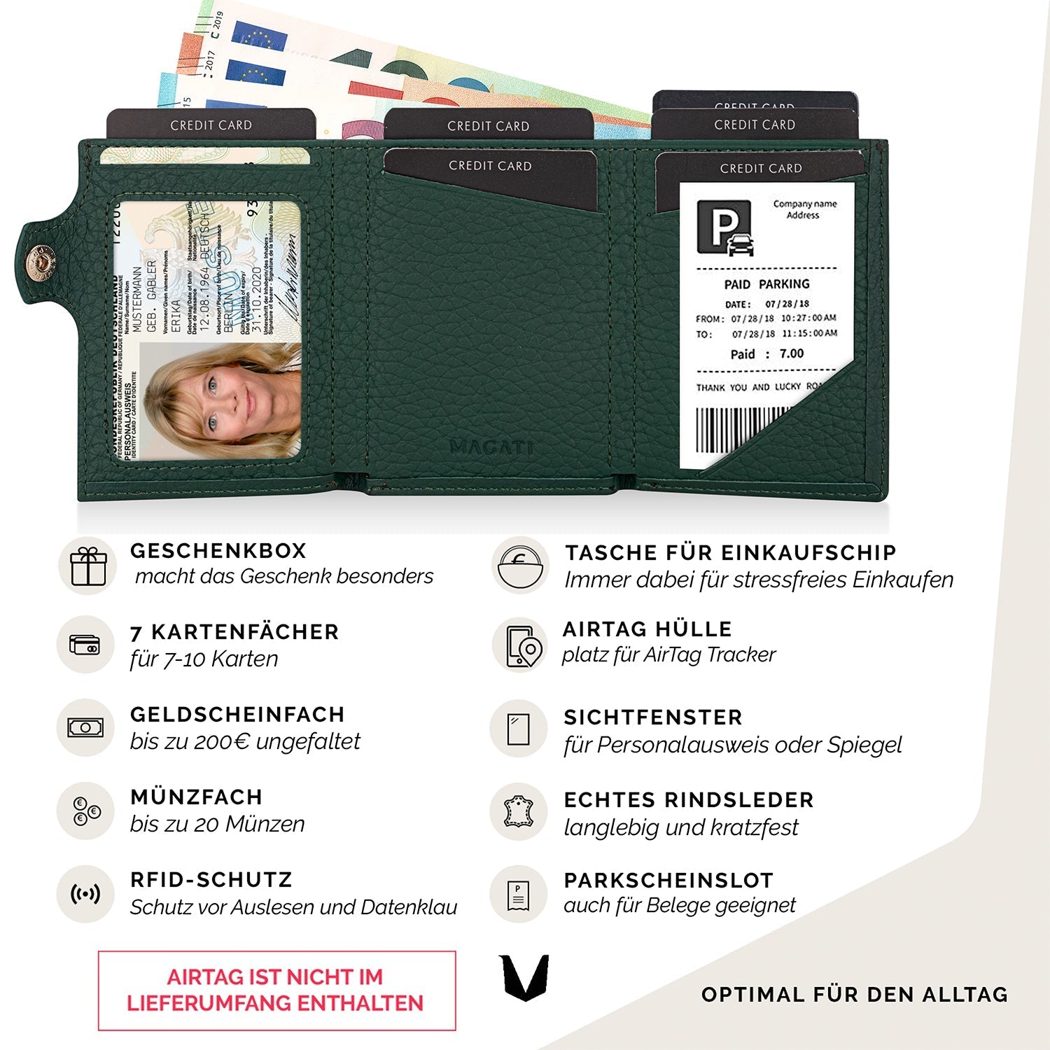 Slim Wallet il Santo mit AirTag Hülle - MAGATI