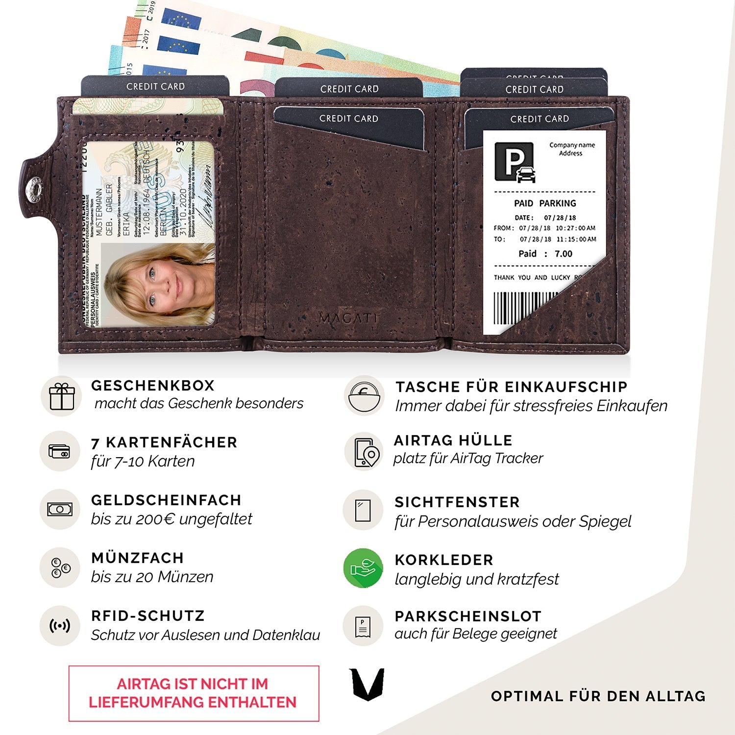 Trifold Wallet il Santo mit AirTag Hülle - MAGATI