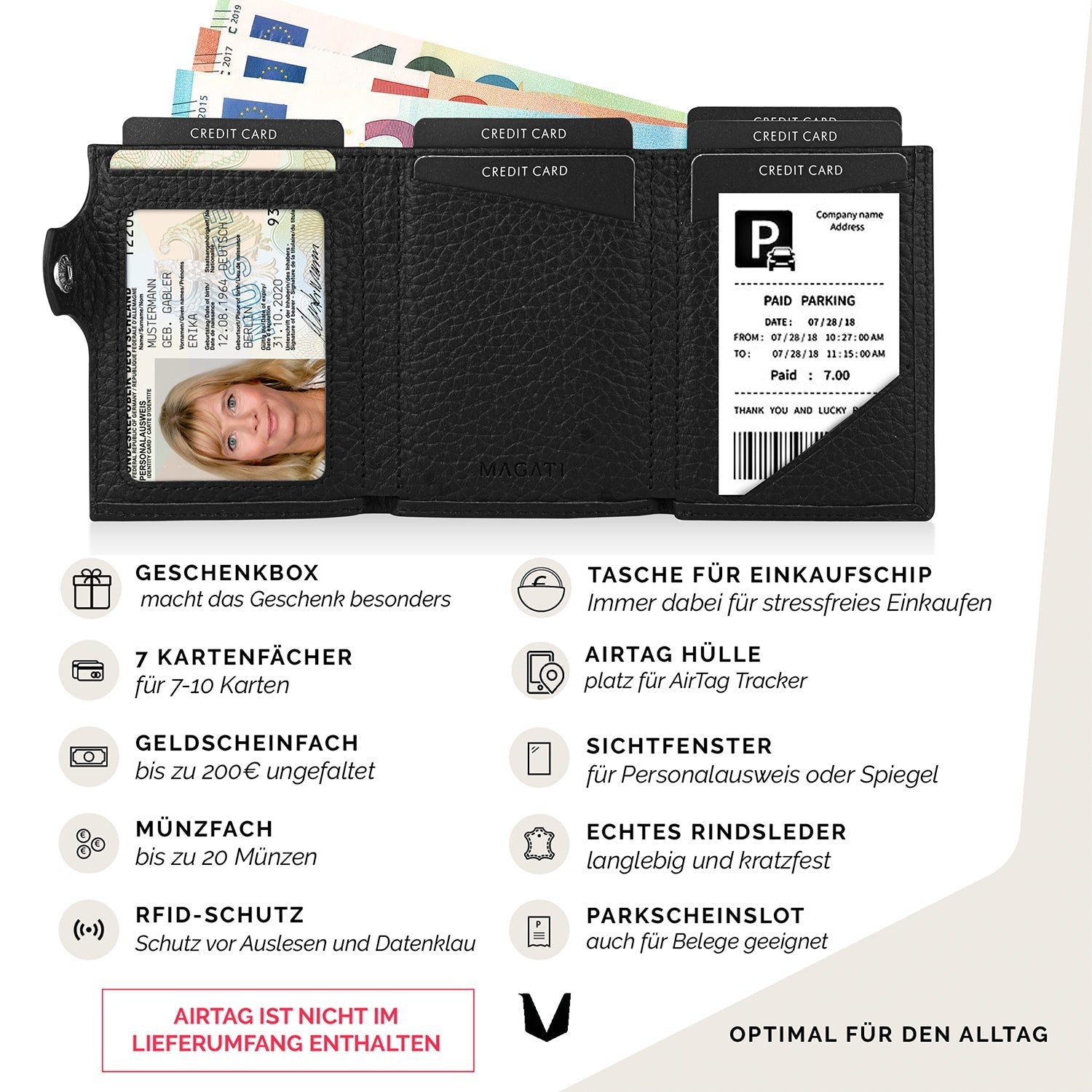 Trifold Wallet il Santo mit AirTag Hülle - MAGATI