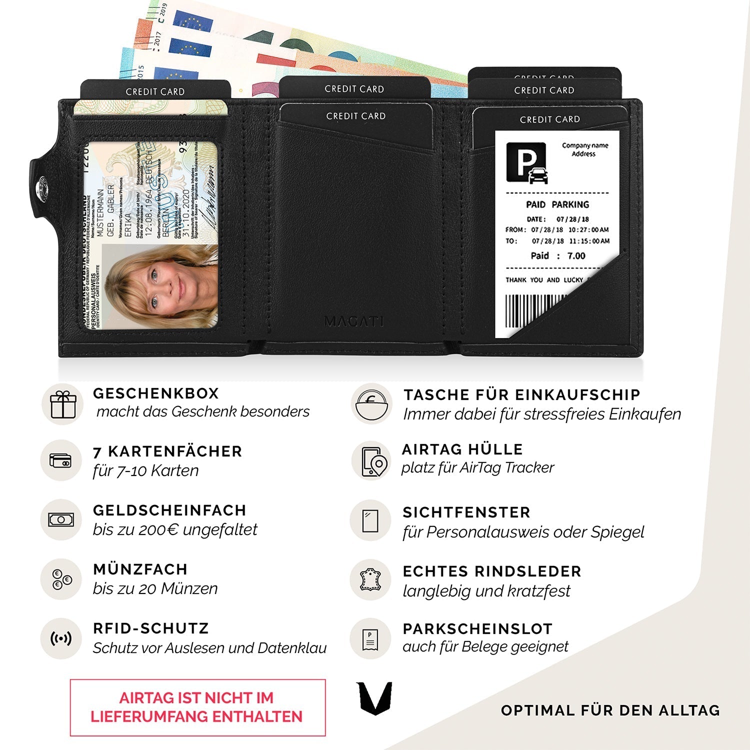 Trifold Wallet il Santo mit AirTag Hülle - MAGATI