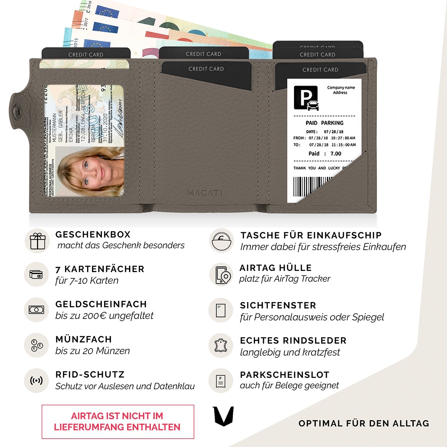 Slim Wallet il Santo mit AirTag Hülle - MAGATI