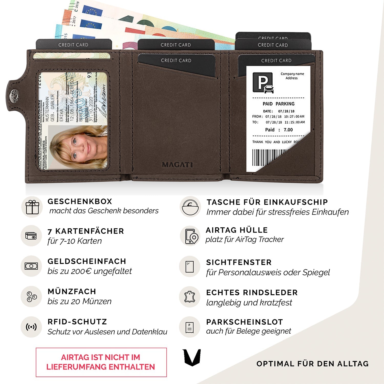 Slim Wallet il Santo mit AirTag Hülle - MAGATI